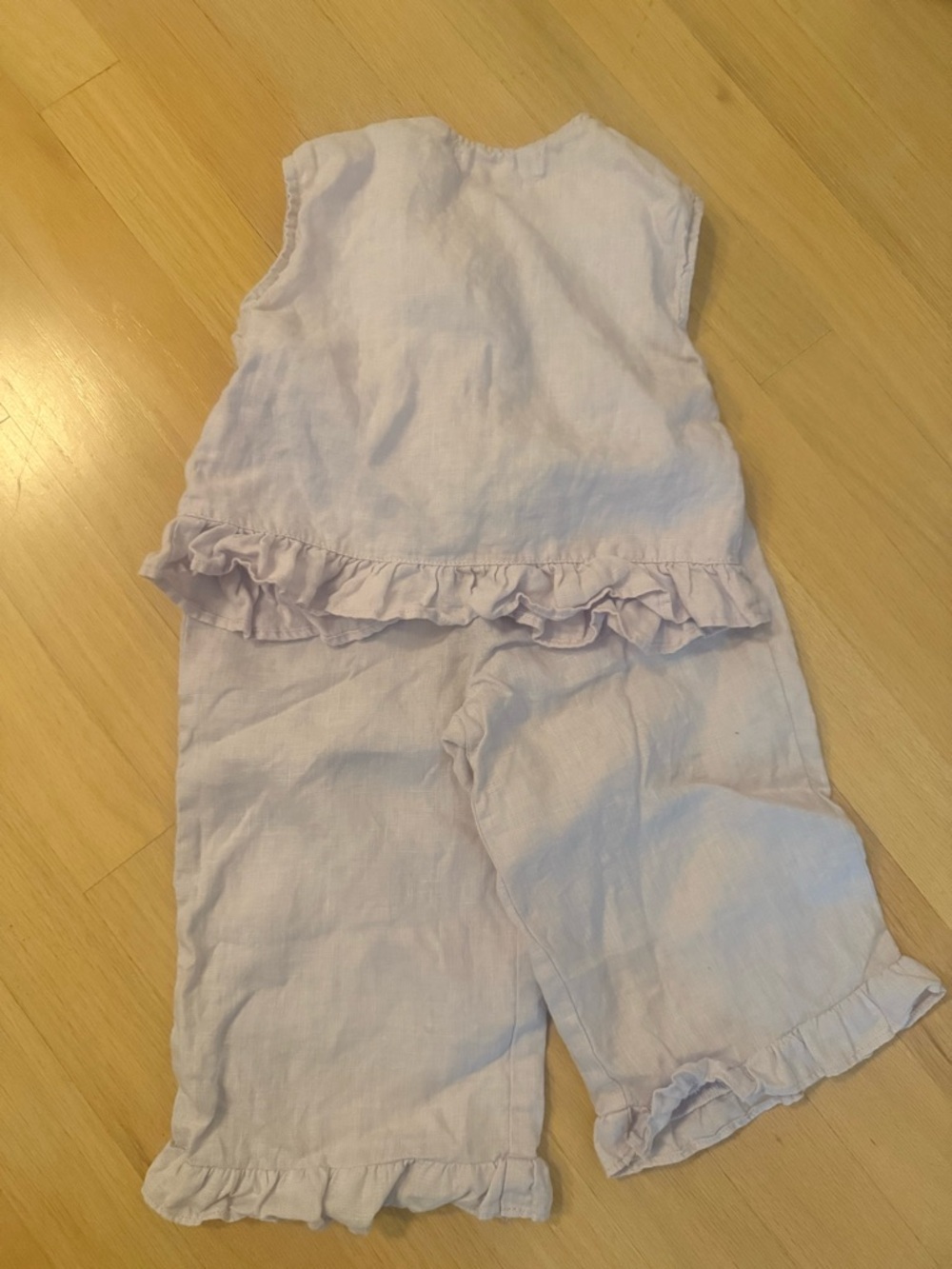 Zara Linen Lavender Ruffle Top and Shorts Set